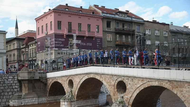 Actors rehearse a piece for a performance marking the centenary
