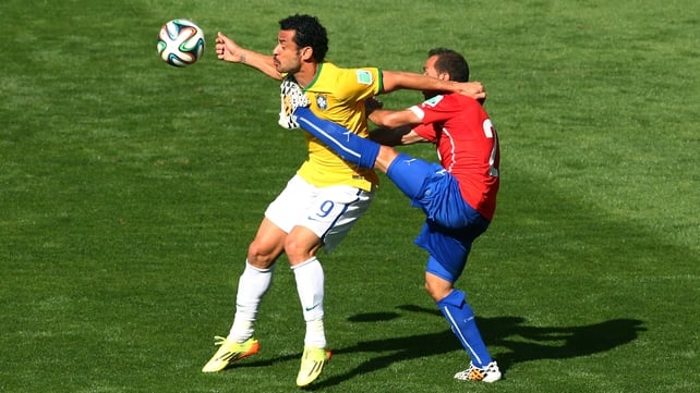 Before he was sent off, the moustachioed forward Fred did what he could (which wasn't much)