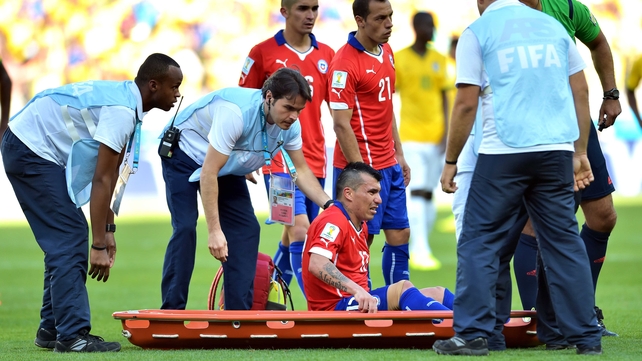 ... who had to be stretchered off during the first period of extra time, with what appeared to be a thigh injury of some sort