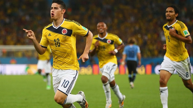 Rodriguez celebrated putting Colombia up 1-0 and scoring in the sixth successive game for his country