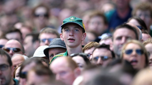 A Meath fan looks on intently as his county triumph in Croker