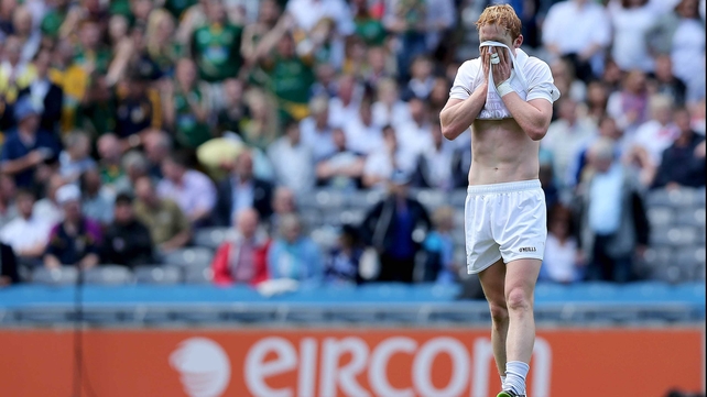Keith Cribbin of Kildare dejected at the end of the game