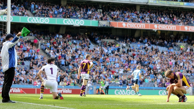 A dejected Brian Malone of Wexford after conceding the first goal