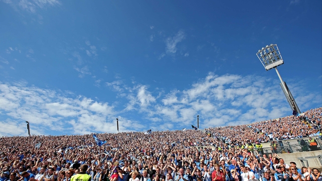 Dublin fans on Hill 16 cheer on their side to victory over Wexford