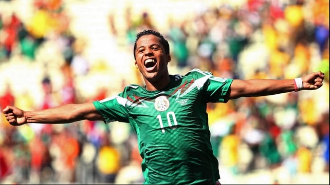 Dos Santos celebrated putting his side up 1-0 at 48'