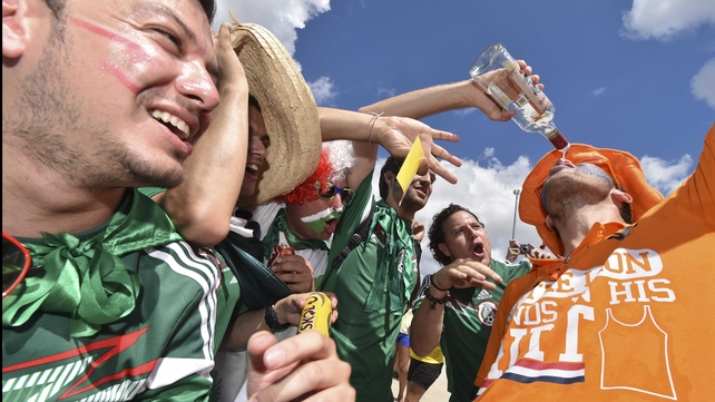 Both Mexico and Netherlands fans were ready to party it up in the sun
