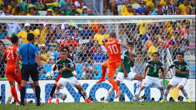 His side's hopes were raised when midfielder Wesley Sneijder - who had really under-performed up until then - shot one that fell at his feet zooming past Ochoa, who had no hope of making an effort