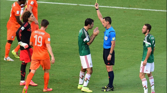 With extra time looming, Mexico's Marquez was booked in the box for a poor challenge on Robben, who - to be fair - fell quite dramatically during the play