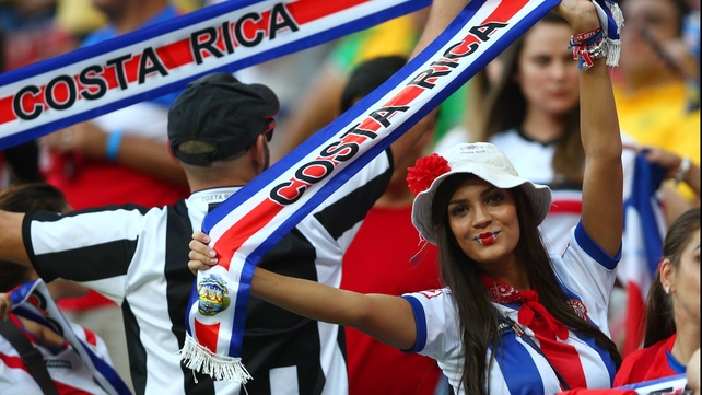 Costa Rica fans dominated the crowd, proudly displaying their flags of red, white and blue