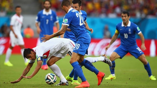 Where the first half transpired slowly - to say the least. Greece dug in firmly in their half, with defender Jose Cholevas keeping Costa Rica forward and captain Bryan Ruiz off his feet and away from the goal