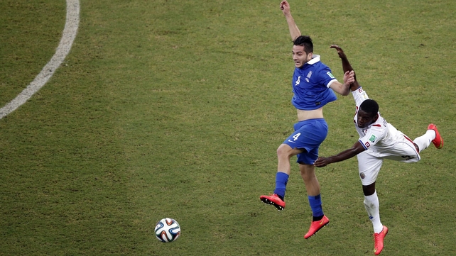 Greece defender Konstantinos Manolas kept Costa Rica's star forward Joel Campbell from creating anything special