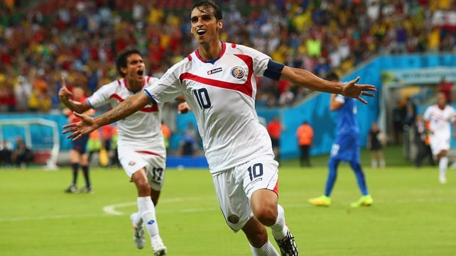 Ruiz celebrated putting Costa Rica up 1-0 at 52' netting their first score which was also their first shot on target