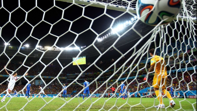 Costa Rica pretty much immediately made something happen in the second, when Ruiz took advantage of a sneaky ball that rolled by a transfixed Greece defence and keeper, who couldn't seem to locate the thing at all