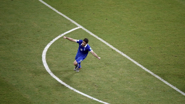 The player celebrated giving Greece an equaliser and forcing a tired and weary Costa Rica side to continue on into extra time