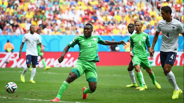 Midway through the first, Emenike seemed to put Nigeria up on a clever close range poke that got past Lloris