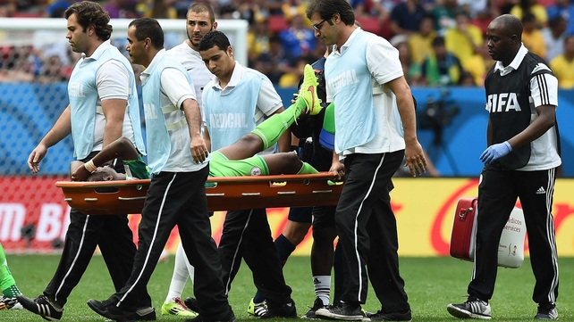 Onazi was stretchered off the pitch moments after, obviously in a great deal of pain