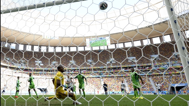 Enyeama then watched a shot off the foot of France midfielder Yohan Cabaye bounce off the cross-bar, inches away from putting France ahead