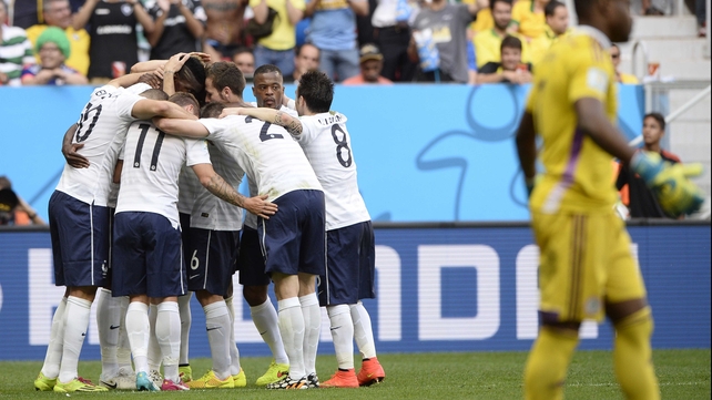 France celebrated the score, which put them ahead of a deflated Nigeria side 1-0 with just over ten minutes left to play