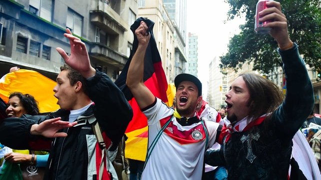 The Germans enjoyed the party unfolding on their way into the Estádio Beira-Rio