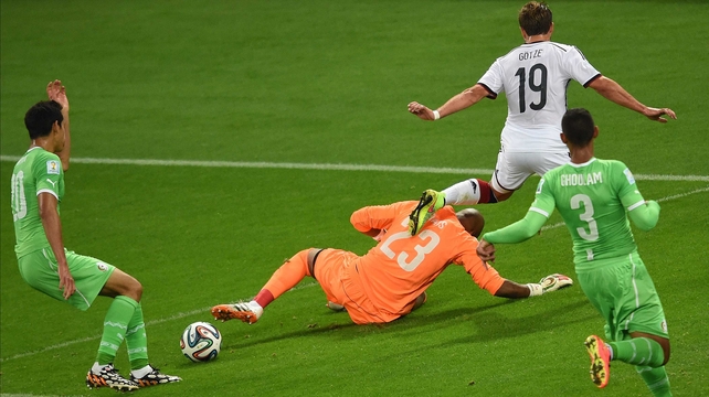 And Algeria goalkeeper Rais Mbholi kept his side in it, with two clutch saves against well-hit balls by Germany forward Mario Goetze