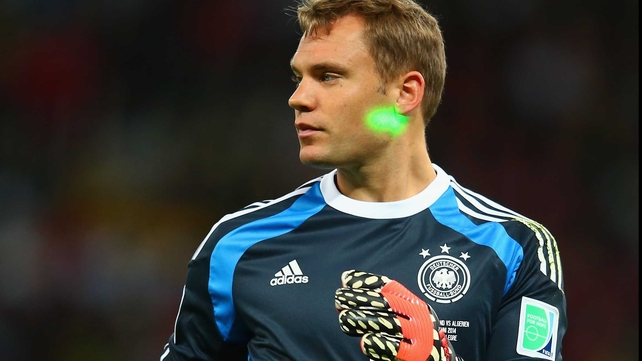 Neuer kept his eye on the ball, going off the line and playing the sweeper on an amazing number of occasions. Only rarely could the fans catch the keeper with their laser pointers