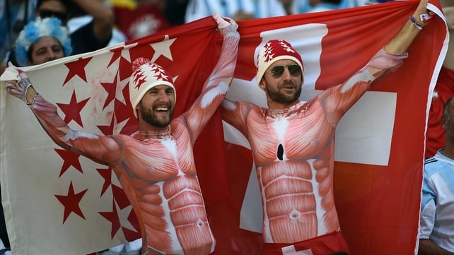 Some pretty ripped Swiss fans showed up to cheer on their side