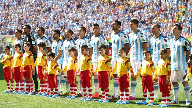 The Argentina squad - which many predicted could go the distance here in Brazil - lined up before the start of the match