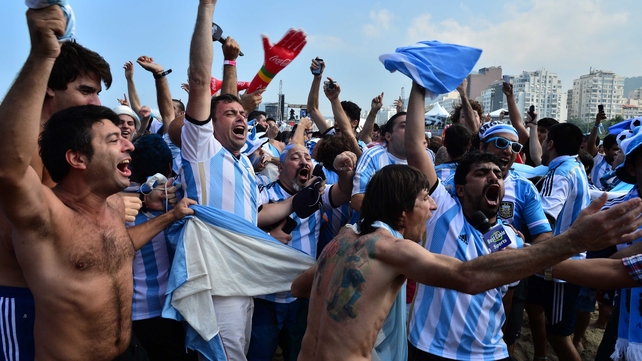 And even though it was anyone's guess who would emerge victorious by the end of it, Argentina fans watching the match at the Copacabana in Rio were elated all the same