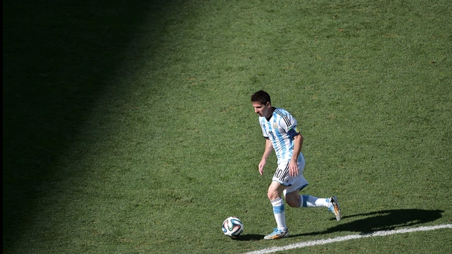 Messi continued to stalk the pitch, darting in and out of the stadium's shadows