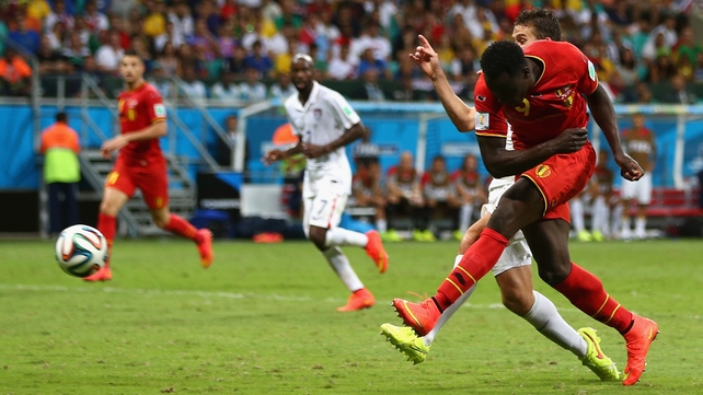 Substitute Romelu Lukaku smashed home a first-time shot to put Belgium 2-0 ahead