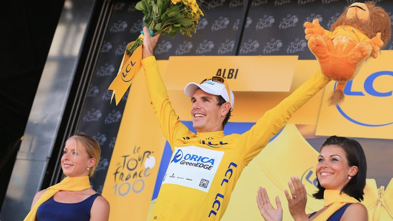 Daryl Impey on the podium during last year's Tour de France