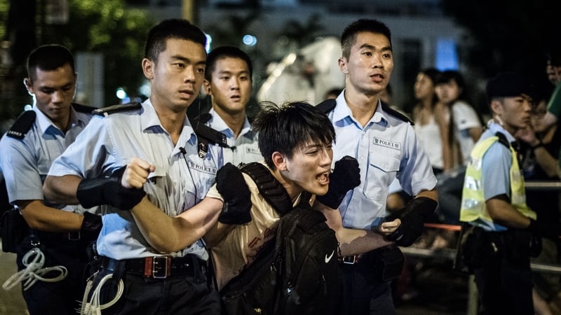 Protesters were forcibly removed kicking and screaming