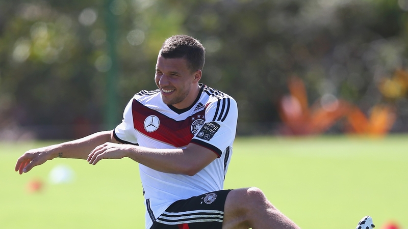 Lukas Podolski pulled a thigh muscle in the group game against the US