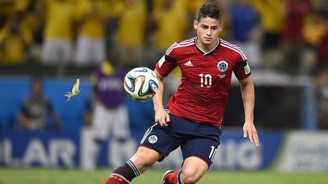James Rodriguez scored the penalty, despite a tight marking job from a Brazilian insect