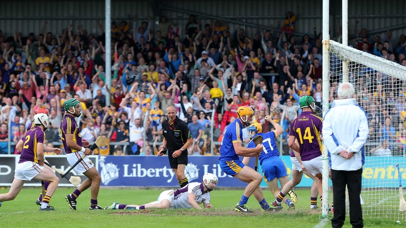 Seadna Morey (17) celebrates after scoring Clare's first goal at the end of normal time