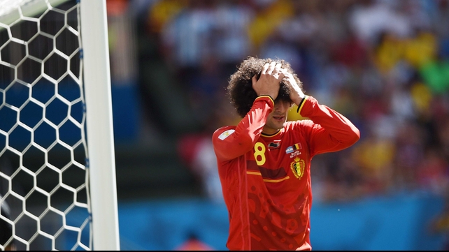 Belgium midfielder Marouane Fellaini had a similar chance, which he also failed to convert