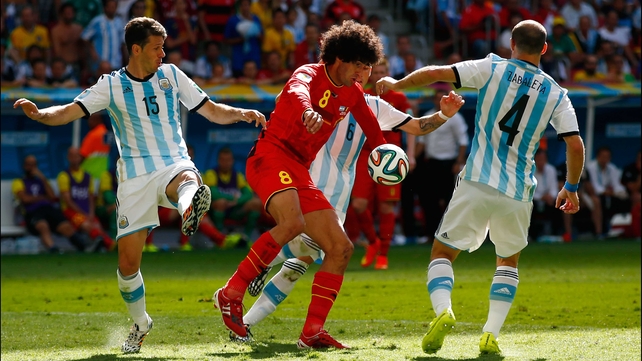 Fellaini continued to work hard to slug through the Argentina back line