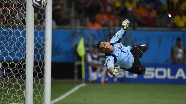 And Costa Rica goalkeeper Keylor Navas made some remarkable dives and four saves in the first, helping him to keep a clean sheet going into the half-time break