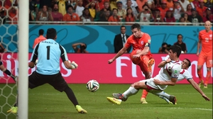 Yet, by the end of 90' Netherlands failed to convert on their closest chance of the second half, when Van Persie rocketed the ball into the box where it then ricocheted off no less than four Dutchmen before heading out of bounds