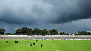 The Laois team check out the pitch before the qualifier at Wexford Park