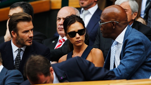 David and Victoria Beckham chat to Samuel L. Jackson