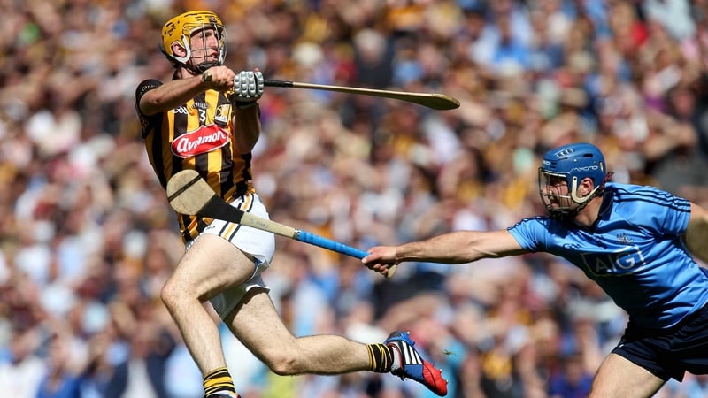 Dublin's Stephen Hiney challenges Colin Fennelly of Kilkenny