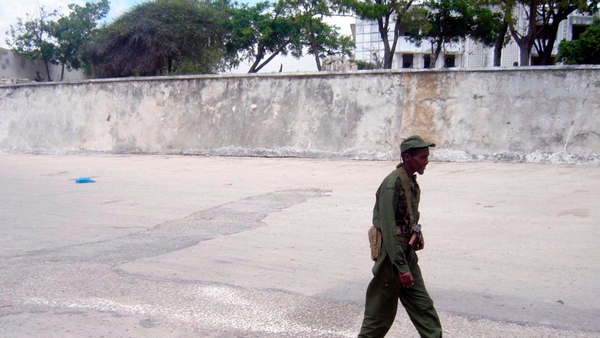File image of a soldier patrolling outside the presidential palace