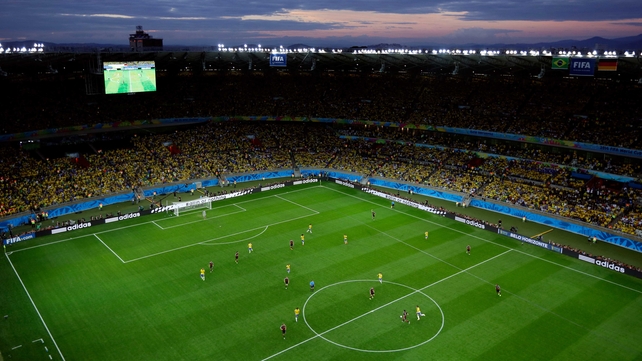 The Estádio Mineirão slipped into the sunset just as play resumed after the break