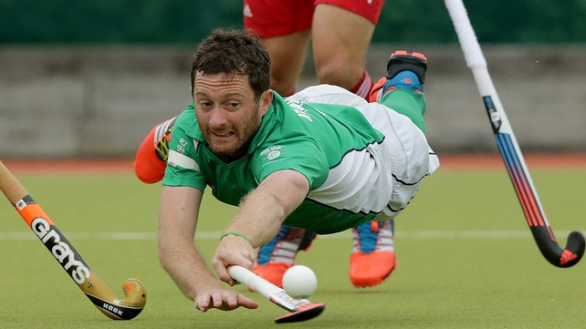 Ireland's John Jackson stretches for a ball during an international against England