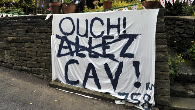 A reference to the crash of Mark Cavendish on Stage 1 of the Tour de France
