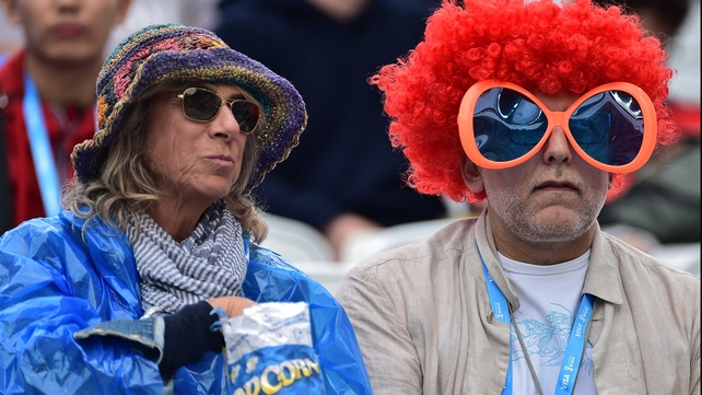 And just a bit later, the whistle sounded to conclude the first half of play. These dazed Netherlands fans sat awaiting a goal, as both sides slid into the break drawn scoreless
