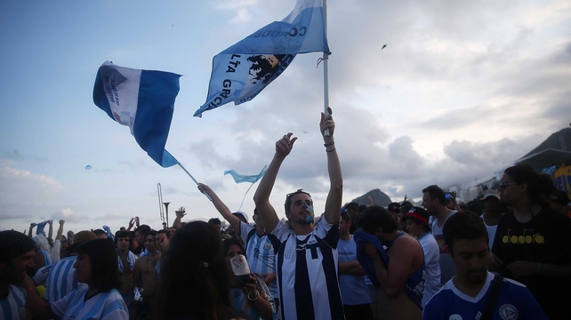 Argentina fans around the globe came out to cheer on their squad, from the Copacabana in Rio...