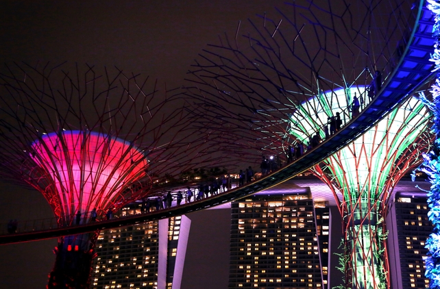 Marina Bay Sands resort is seen in background