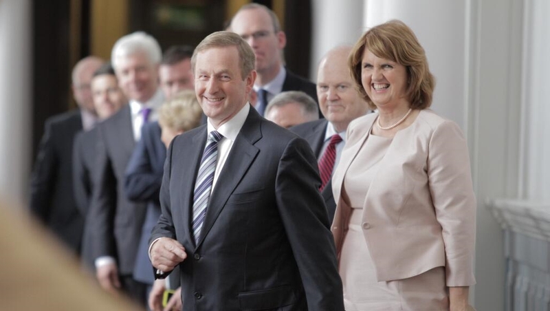 Support is up for Enda Kenny's Fine Gael, but has dropped for Joan Burton's Labour party